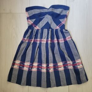 2pc Roxy Dress w added Jacket Tube Top Dress Plaid Print Navy Red & Cream Small